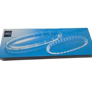 MIKASA "CHEERS" COLLECTION Set of 2 Oval Etched Glass Serving Platters VINTAGE